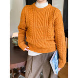 Pbong  Winter Thickened Loose round Neck Pullover Sweater Women's Soft Cozy Pure Color Knitwear Comfortable Lazy Style Streetwear