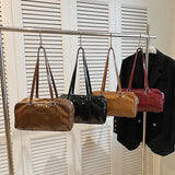 Women Small PU Solid Color Shoulder Bag Winter Retro Tote Bag Luxury Designer Trend Female Handbags