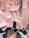Preppy Style Sweet Pink Cardigan Sweaters Women Loose Long Sleeve Hooded Knitted Jacket Fall Winter Vintage Korean Cute Tops New