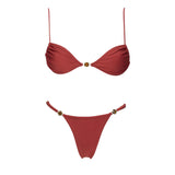 Red Diamond Swimsuit With Beach Pant Sexy Bikini Women Bandeau Biquini Female Push Up Swimwear Vacation Wear Bathing Suit Outfit