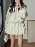 Autumn Women Elegant and Chic Mini Party Dress Fashion New Long Sleeve Vintage Casual Birthday Cute Beige Dresses