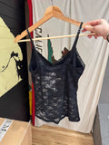 Lace Bow Transparent Bra Tank Top Summer Sleeveless V-Neck Thin Slim Vest Women Sweet Vintage Streetwear Sexy Crop Tops Y2k