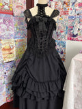 Pbong  Japanese Lolita Personality Subculture Dark Punk Court Gothic Medieval Lace Skirt Women's Cake Skirt Long Vintage Skirts