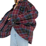 Pbong  Versatile Lapel Loose-Fit Amazon Cross-Border Vintage Shirt Plaid Long Sleeve Women's Style Shirt Spring Season