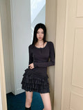 Fall Winter Women Shoujo Girl Ballet Core Long Sleeve Dress Korean Mini Frocks Party One-Piece 2000s Aesthetic Gyaru Coquette