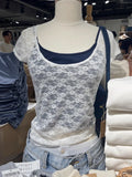White Lace Sexy Transparent Crop Top Summer Short Sleeve Crew Neck Thin Streetwear T-shirt Women Casual Chic Cute Tees Tops 2023