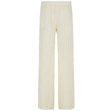 Pbong  Beach Style Hollow Out Knitted Pants See Through Casual Loose High Waist Wide Leg Pants Women Sexy Basic Trousers Streetwear