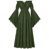 Women Medieval Vintage Dress Off Shoulder Ruffle Long Renaissance Victorian Dresses Cosplay Retro Court Gown Halloween Costume