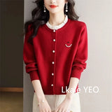 Autumn/Winter 2025 Korean Version Fashion Women's Knitting Cardigan Sweater Design Sense Versatile Femme Bottoming Tops