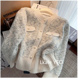 Autumn And Winter 2025 Elegant Korean Version Women Knitted Cardigan Sweater Coat Temperament Versatile Female Sweater Jacket