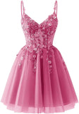 Pbong  Lace Applique Tulle Homecoming Dresses for Teens Sparkly 3D Flower Short Prom Dress Sequin Quinceanera DAMA Dress