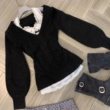 Autumn Winter Fashion Knitted V Neck Long Sleeve Sweaters Y2k Aesthetic Slim Waist Casual Clothing Harajuku Vintage Pullovers