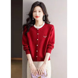 Autumn/Winter 2025 Korean Version Fashion Women's Knitting Cardigan Sweater Design Sense Versatile Femme Bottoming Tops