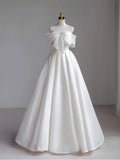 Slimming Lightweight Wedding Dress Simple Elegance Bridal Gown for Registering Marriage And Greeting Guests Korean Style
