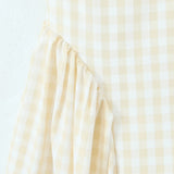 Pbong  Sexy Yellow White Plaid Square Collar Sling Midi Dress Women Cross lacing Up Back Low Waist Ruched Swing Tank Dresses Robe