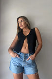 Women Vintage Crochet Knit Sleeveless Vest Solid Hollow Out Button Down V Neck Harajuku Crop Tops 2000s Korean Casual Streetwear