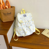 Women Small Nylon Cartoon Print Drawstring Backpack Casual Cute Flap Daypack for School & Daily Use New Trend Backpacks