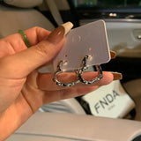 Y2K Korean Fashion Vintage Silver Color Heart Hoop Earrings For Women Egirl Trendy Grunge Aesthetic Jewelry Accessories