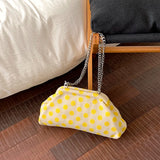 Women Polka Dot Soft Fabric Cloud Shoulder Bag Chain Crossbody Bags New Trend Casual Daily Fashion Handbags and Purses