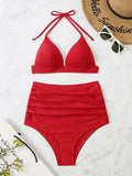 Triangle Bikinis Women Push Up Swimsuit Solid Sexy High Waist Swimwear Female Swimming Bathing Suit Summer Beachwear