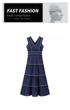Summer New Product: Casual Women's Fashion V-neck Sleeveless Waist Collection with Tassel Decoration Dress