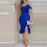 Sexy Bodycob Midi Dress Women Fashion Off The Shoulder Short Sleeve Pencil Black Party Dresses Elegant robe femme
