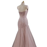 French Party Evening Dress Women's Tail Tail Tail Dress Pink Strap Elegant Host Long Style Adult Gift Customized Wedding Dress