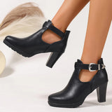 Pbong  Women's Closed-Toe High Heels with Single Strap and Chunky Heel, Stage Performance Dance Shoes, Single Shoes, Mother's Shoes