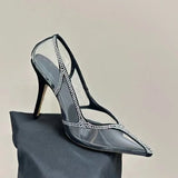 Pbong  Star style Luxury Rhinestones Transparent PVC Women Pumps Elegant Pointed toe Thin High heels Crystal Wedding Bridals Shoes