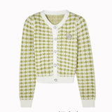 Women's Knit Cardigan with Heart-shape Button Front Plaid Sweater Jacket Soft Knitwear Teen-girl Autumn Winter Fairycore Outfit