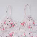 Pbong  Holiday Fashion Floral Printed Lace Patchwork Strap Dress Women's Elegant Slimming A-Line Woven Outfits Summer Long Sundress New