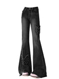 Women Dark Academia Low Rise 2000s Y2k Japanese Denim Pants Harajuku Bell Bottoms Long Trousers 2000s Flare Jean Gyaru Harajuku
