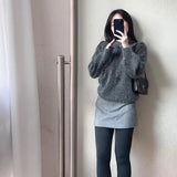 Lazy High End American Vintage O Neck Long Sleeve Sweaters Streetwear Sequin Star Print Jumpers Harajuku Y2k Girl Clothes