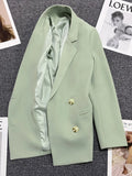 Women Elegant Blazer Coat Sweet Fashion Long Sleeve Casual Suit Jacket Korean New Fall Winter Female Double Buttons Outwear Tops