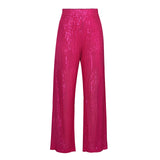 Women's Elegant Silk Sequins Pants, Midi Waist, Loose Long Pants, Classic Trousers, Female Clothing, Fashion, Streetwear,