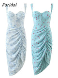 Foridol Side Ruched Button Up Vintage Boho Summer Dress Women Sleeveless Tank Slip Maxi Dress Blue Floral Chiffon Beach Dress