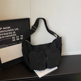 Pbong  Women's large capacity Canvas Multi-pocket Shoulder Bag Casual Practical Aesthetic Daily Commute Crossbody Bag Handbags