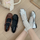 Spring Women Mary Jane Shoes Fashion Square Toe Ladies Comfort Soft Sole Flats Women's Comfort Ballerinas Shoes
