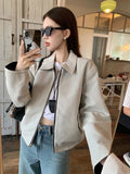 Striped Vintage Y2K Jacket Women Design Double Sided Wear Loose Streetwear Coat Casual American Fall Winter Long Sleeve Top