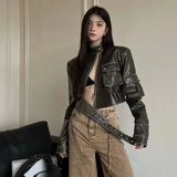 Niche Fashion American High Street Biker Jackets Harajuku Y2k Fashion Popular High Waist Sweet Cool Coats Punk Harajuku Clothes