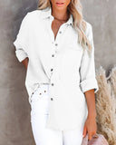 Pbong  Ladies Tops Casual Blouse Women's Long Sleeve Collared Button Down Work Shirts
