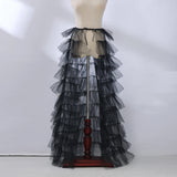 Pbong  Steampunk Tulle Tutu Skirt Women Medieval Gothic Cocktail Club Ruffles Punk Mermaid Overskirt