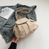 Pbong  Women's Small Soft Cloth Backpacks Korean Fashion Solid Color Backpack Girls School Bag Cute Simple Back Pack