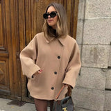2025 New Autumn Fashion Solid Lapel Jacket For Women Single Breasted Long Sleeve Coats Female Elegant Chic Street Outwear