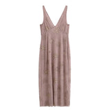 Sexy Backless V-neck Sleeveless Sequins Beading Long Dress Deep V-neck Holiday Women Dress 2025 New Slim Fashion Party Vestidos