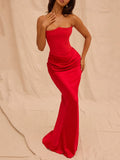Elegant Strapless Bodycon Sexy Maxi Dress Women Black Fashion Off-shoulder Sleeveless Backless Club Party Long Dress