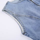 Denim Shape Heart Backless Dress
