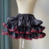 Pbong  Japanese Kawaii Mini Pleated Skirts Womens JK Jupe Sweet Lolita Solid Color Skirt Y2k Aesthetic Ruffled High Waist Faldas