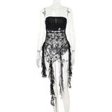 Gothic Lace Stitching Tube Tops Women's Sexy Harajuku Sleeveless Strapless Y2K Tops Rave Dance Cami Bandeau Tops