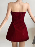 Trendix Sequins Tube Top Dress Ladies Fashion Bow Patchwork High Waist Sleeveless Mini Dress Party Sexy Off Shoulder Dress Women